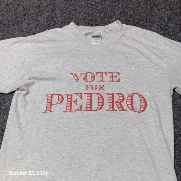 Vote For Pedro Shirt Adult Small Gray Short Sleeve - Picture 2 of 6